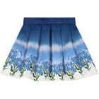 Girls White & Blue Floral Skirt Set, 1, hi-res